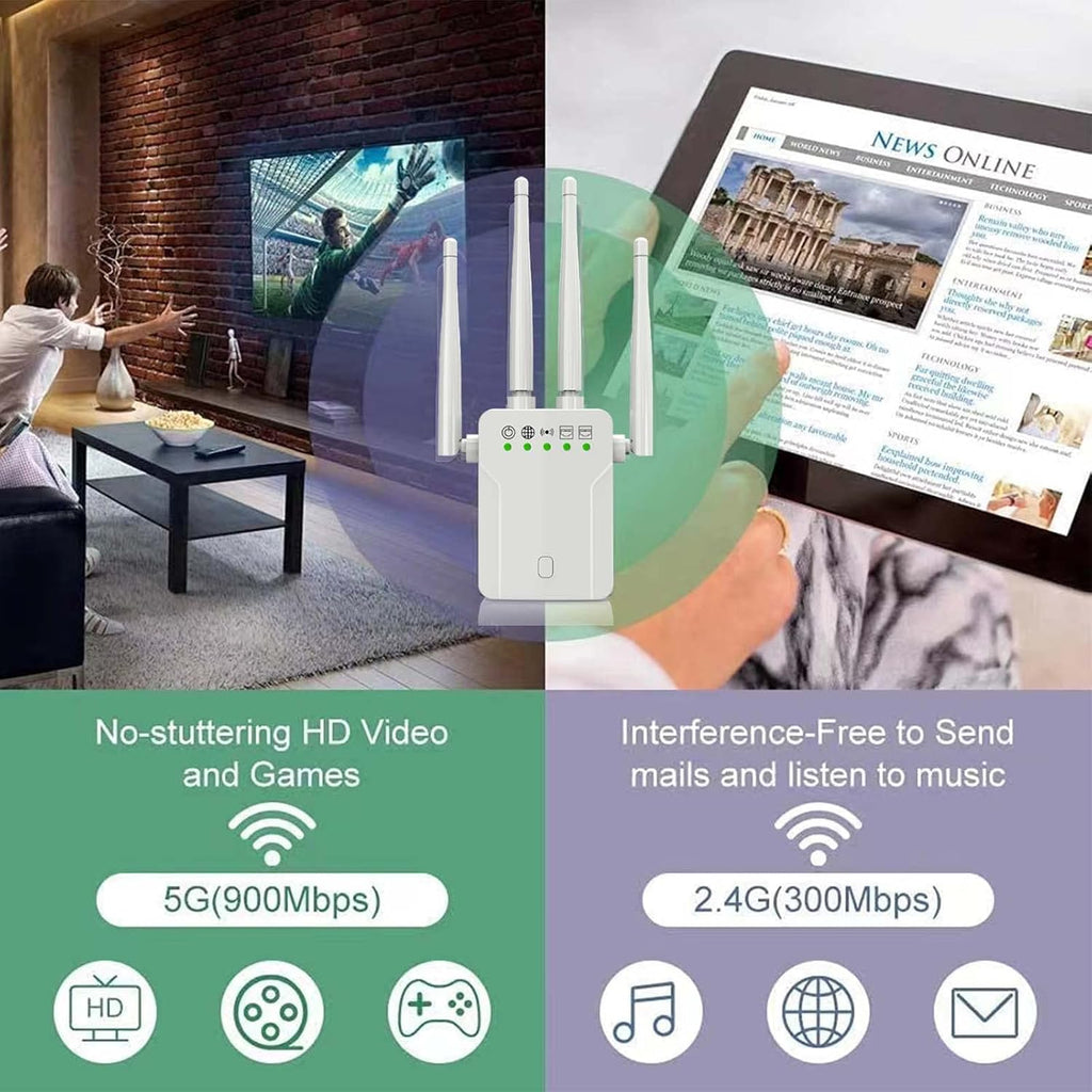 White Pack of 2 WiFi Extender with 10 Feet Ethernet Cable Z74918