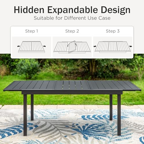 9 Piece Outdoor Extendable Dining Set with Rectangular Metal Dining Table and 8 Rattan Chairs T234799