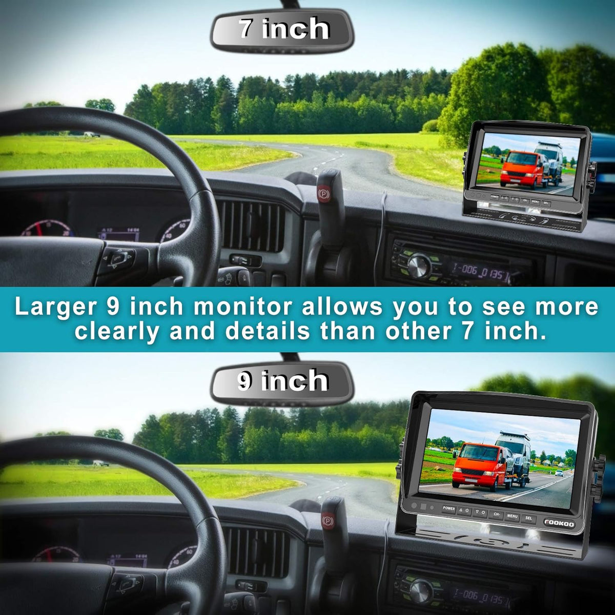 9'' 1080P Backup Camera System Kit with IP69 Waterproof Rear View Camera W225