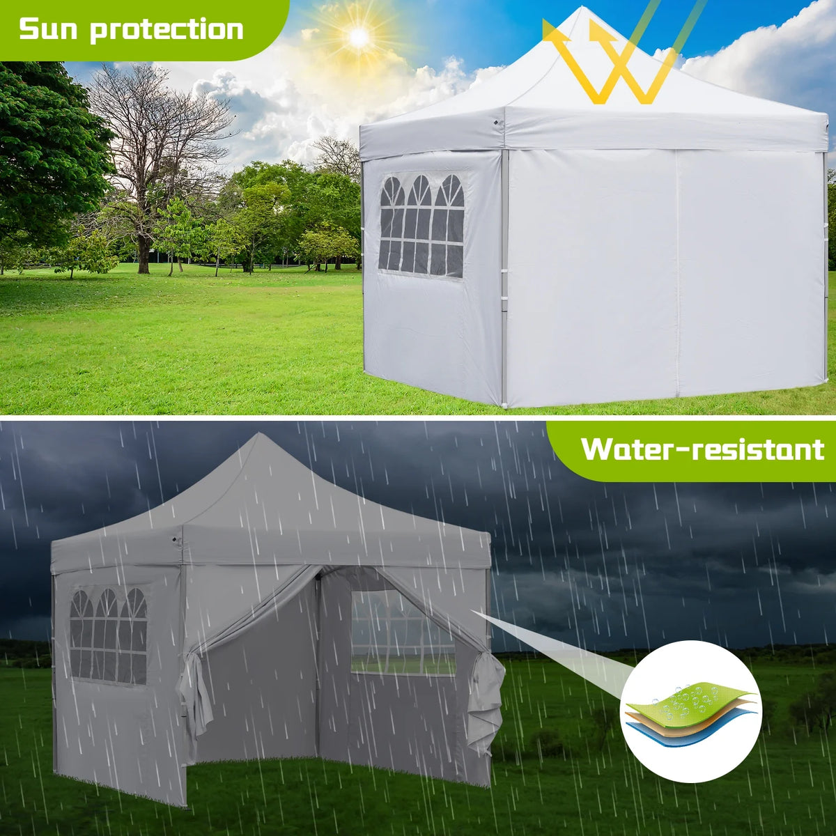 10' x 10' Pop up Canopy Tent with 4 Side Panels, White A820