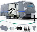 Extra-Thick 6-ply Travel Trailer RV Cover with 2 Windproof Straps, 4 Tire Covers G3686