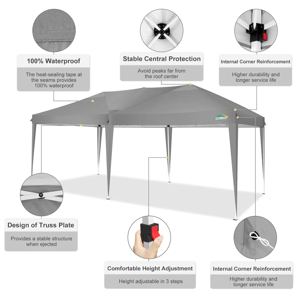 10x20 Pop up Canopy Tent with 6 Removable Sidewalls R961