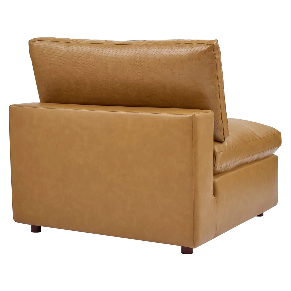 Tan Vegan Leather 4-Piece Sectional Sofa Q819