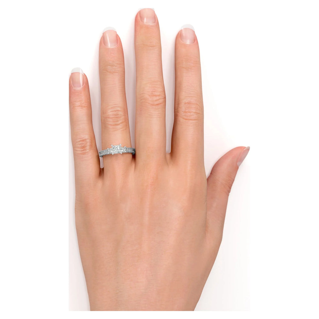 10K White Gold Princess Cut Diamond Engagement Ring Z18298