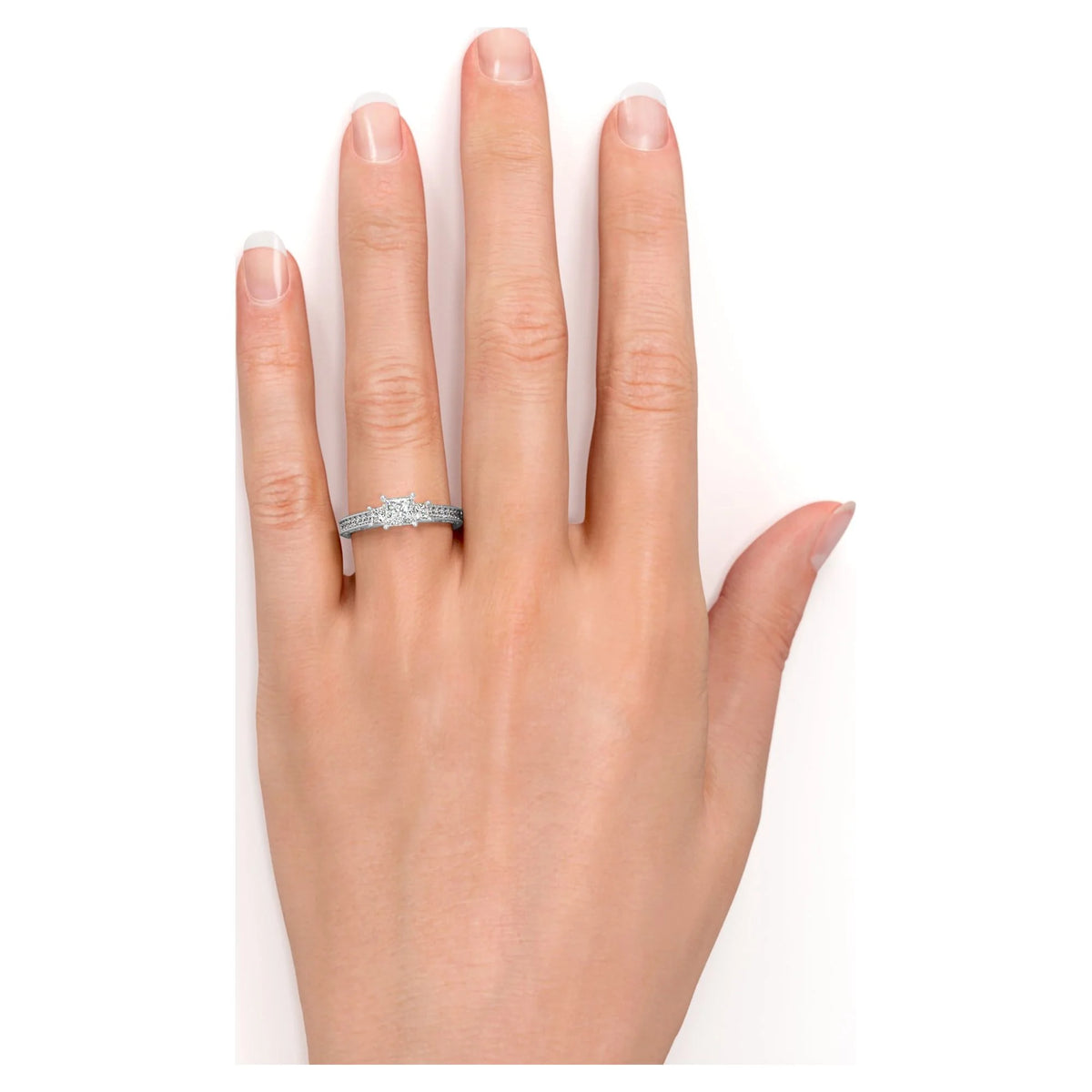 10K White Gold Princess Cut Diamond Engagement Ring Z18298