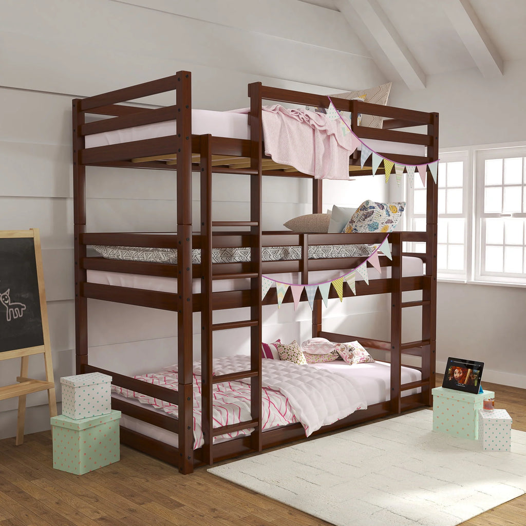 White Wood Convertible Bunk Bed J973