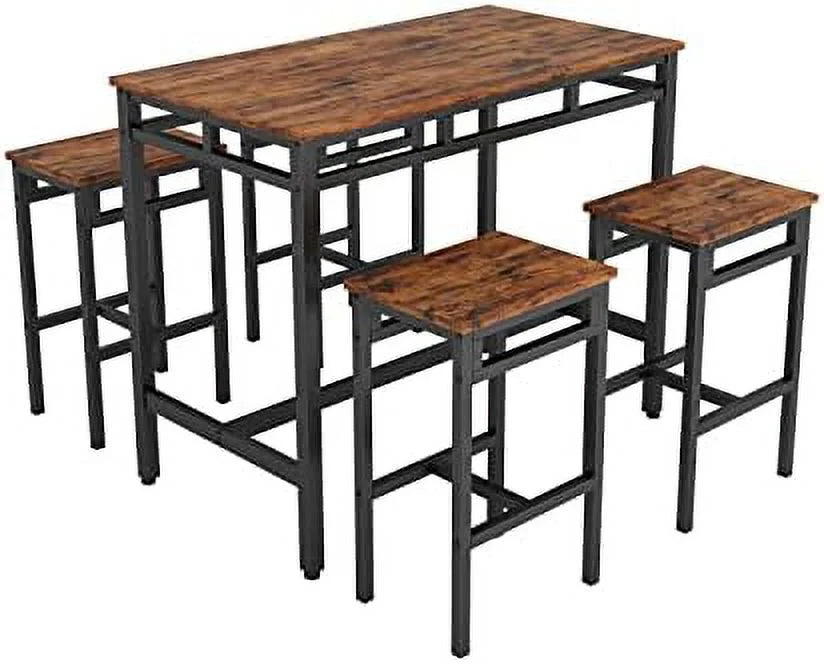 5 Piece Metal and Wood Dining Table and Chairs Set G942
