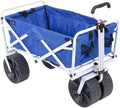 Blue White Collapsible Utility Beach Wagon Cart P3356