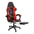 Red/Black Faux Leather Swiveling PC & Racing Game Chair with Footrest L1300