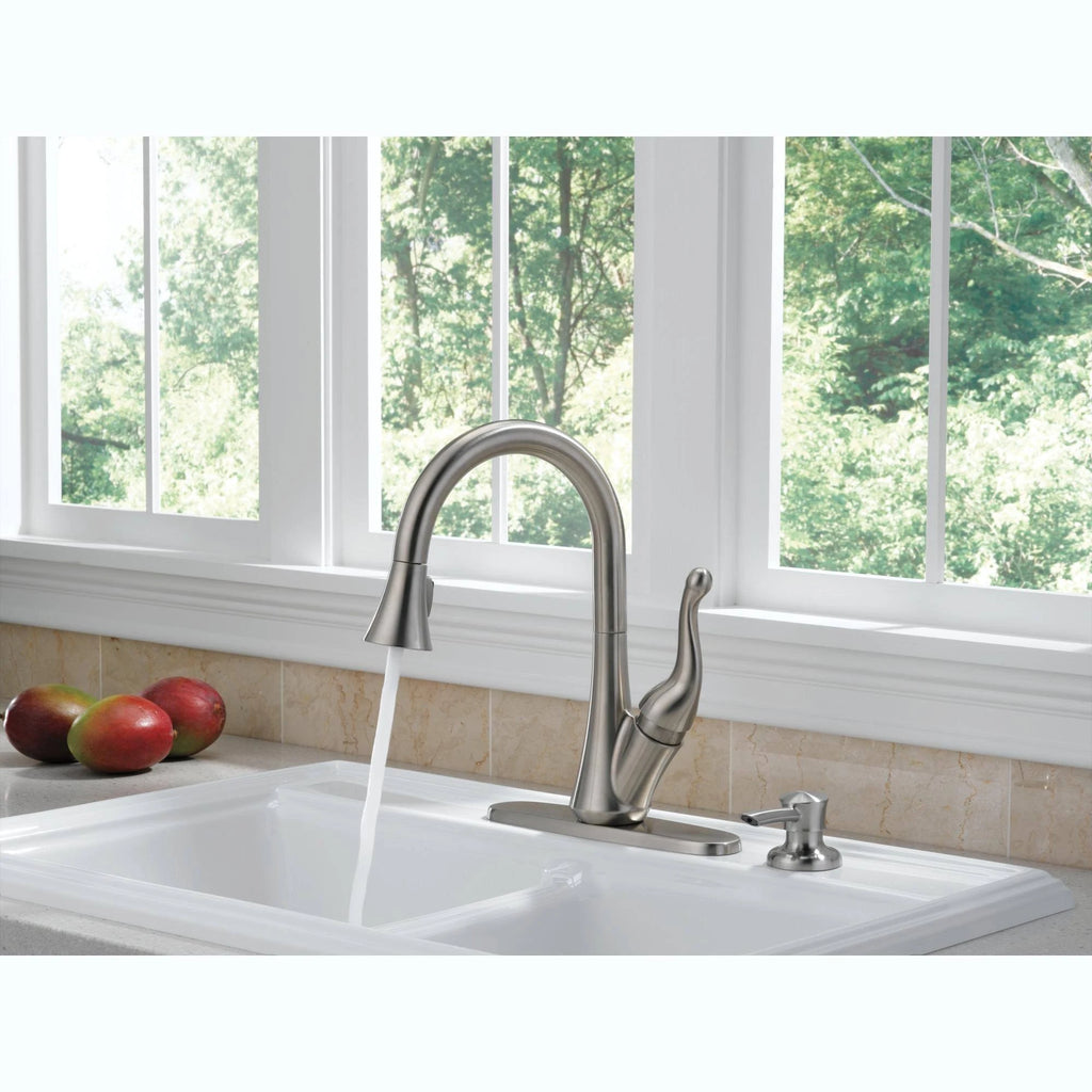 Single Handle Pull-Down Kitchen Faucet with Soap Dispenser Chrome D340