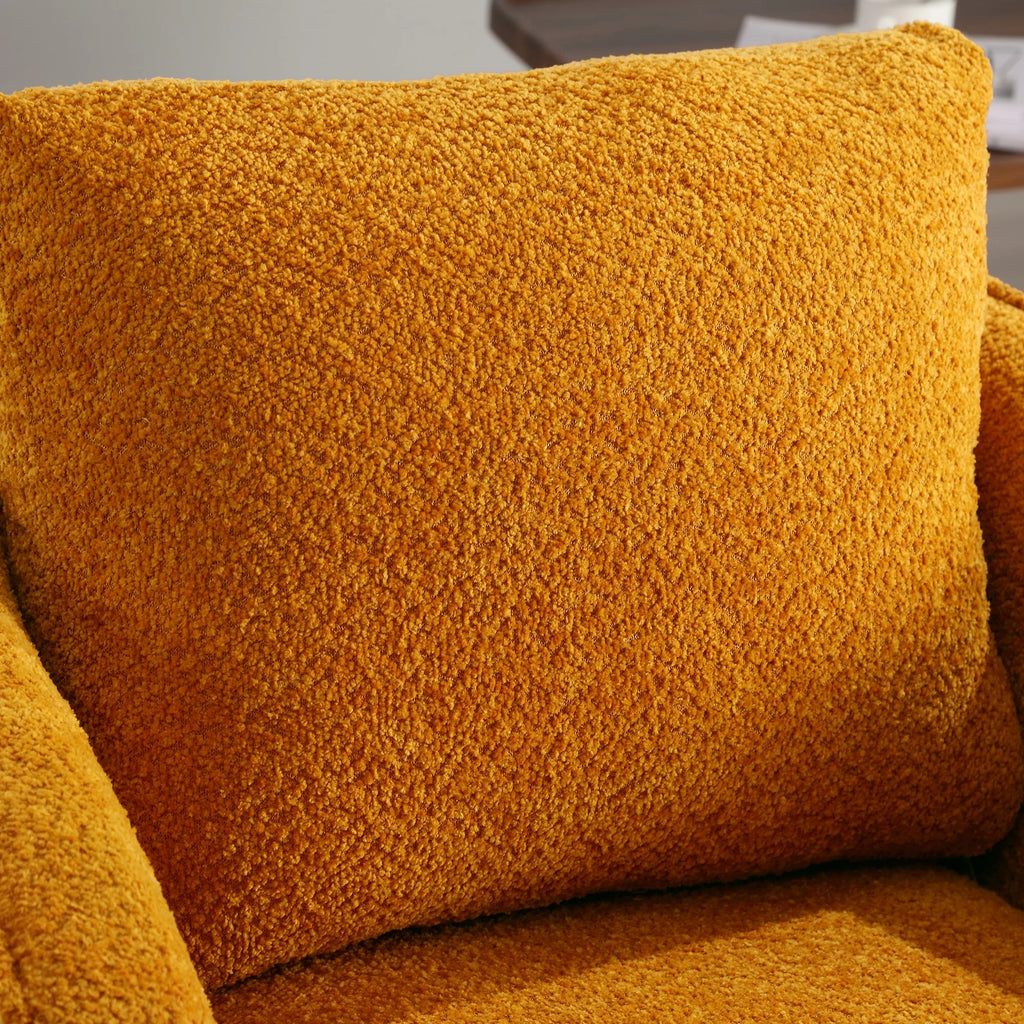 Soft Boucle Upholstered Swivel Barrel Chair Y513169
