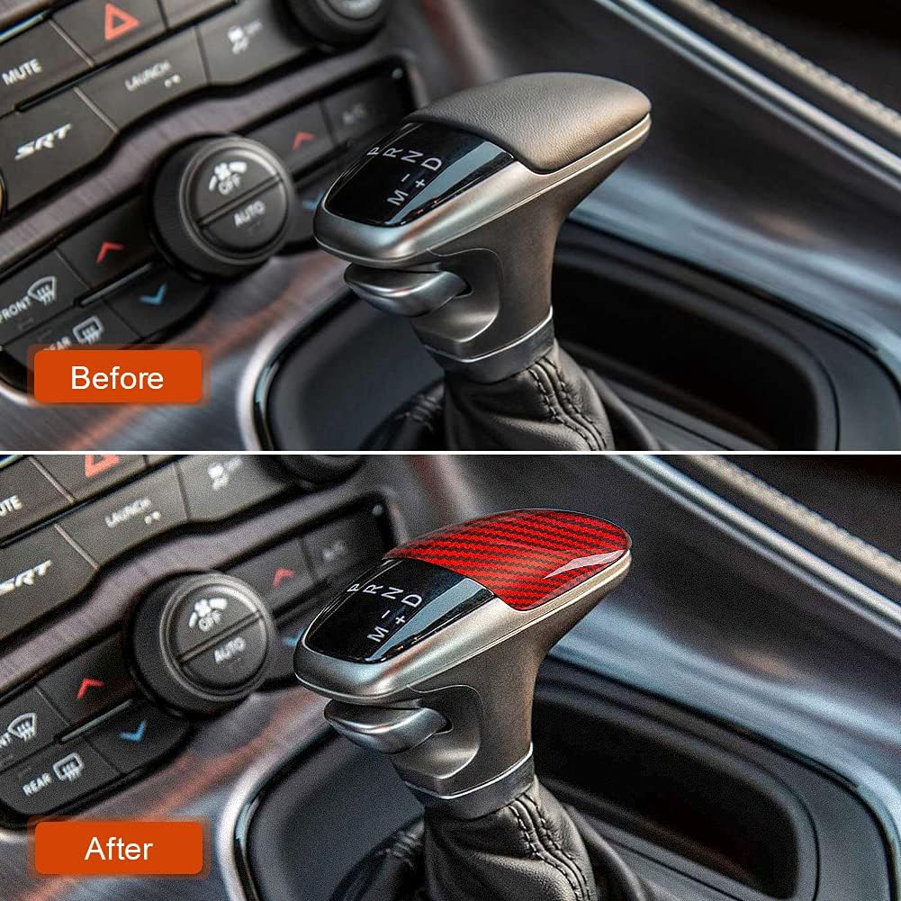 Red Carbon Fiber Gear Shift Knob Cover Trim Q831902
