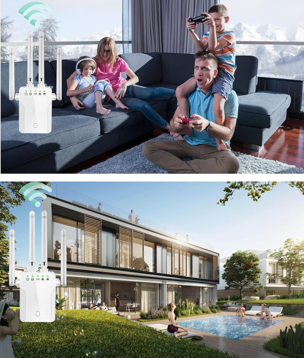 White Pack of 2 WiFi Extender with 10 Feet Ethernet Cable Z74918