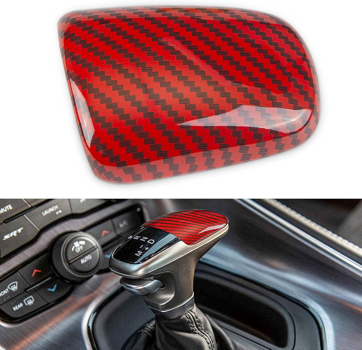Red Carbon Fiber Gear Shift Knob Cover Trim Q831902