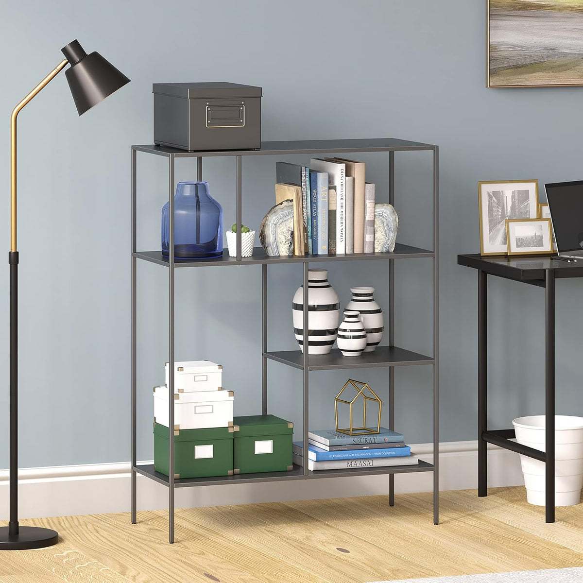 Blackened Bronze Metal 5-Tier Bookcase Z661994