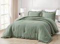 Sage Green Ruffled Edge Microfiber Comforter Set B176366