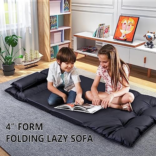 5-Position Folding Chaise Lounge with Adjustable Back & Steel Frame Black H2270