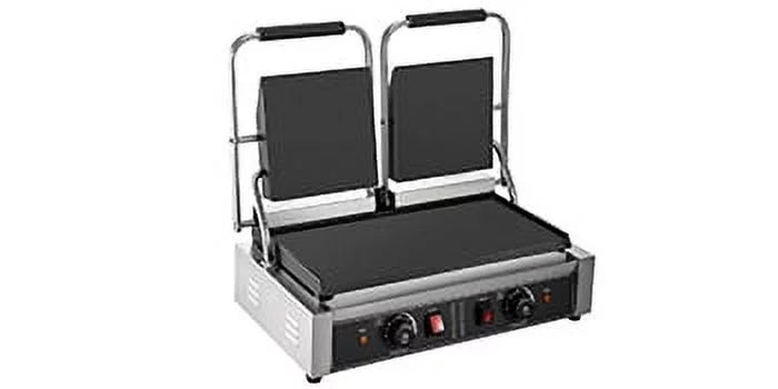 Commercial Sandwich Press Grill 3600W Electric Panini Maker Non-Stick Double Flat Plates Silver+Black S49961