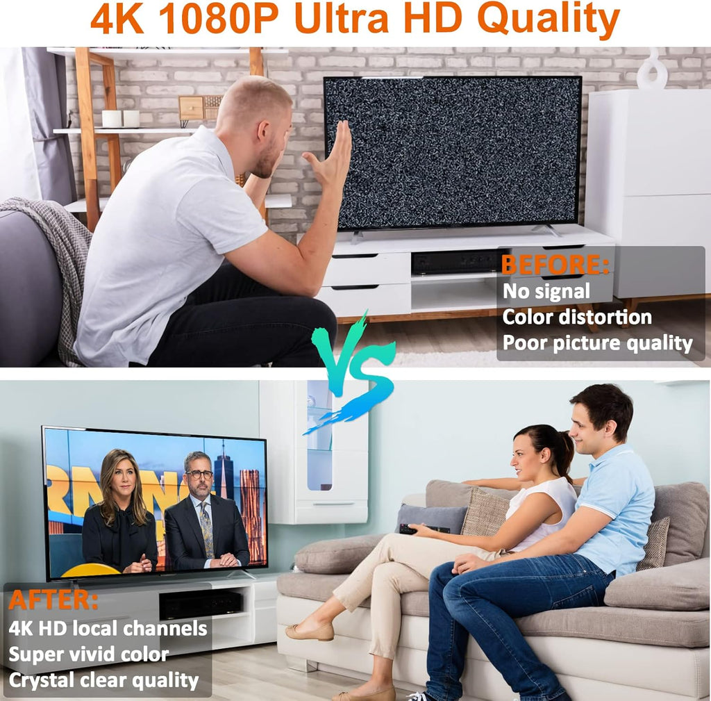 Indoor Amplified HDTV Antenna 300 Miles 4K 1080P with Coax Cable Pack of 2 L10201