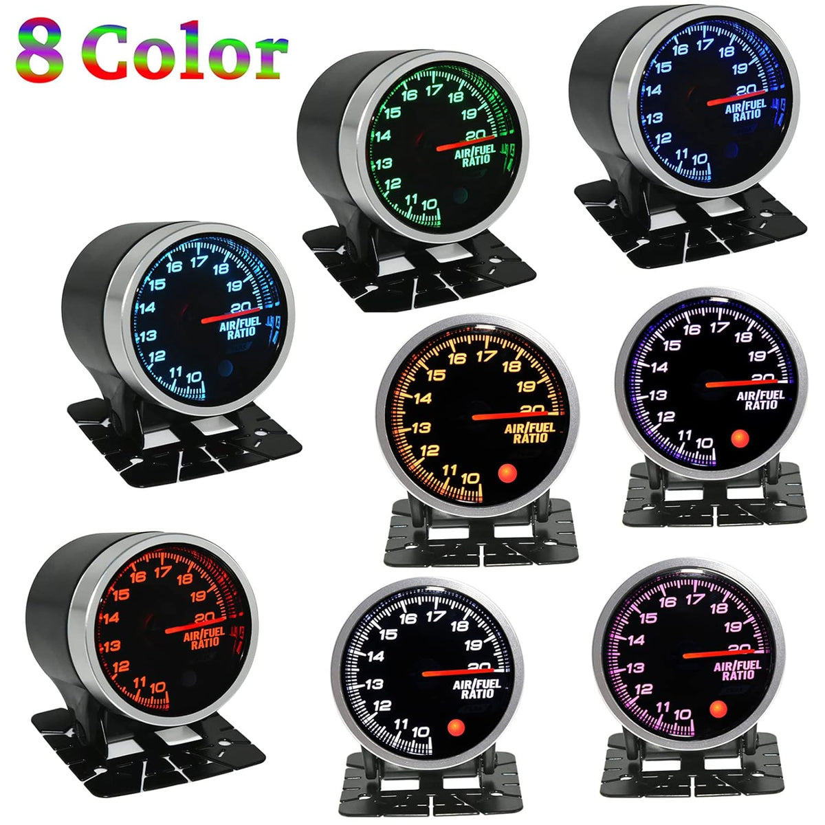 Air Fuel Ratio Gauge 2-1/16 52mm with O2 Oxygen Sensor Pack of 2 X703819