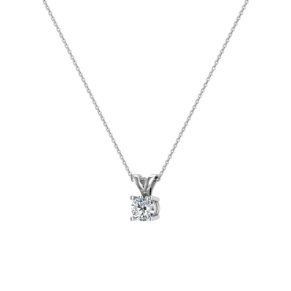 14 Karat White Gold Diamond Solitaire Necklace, 18 Inches D86918