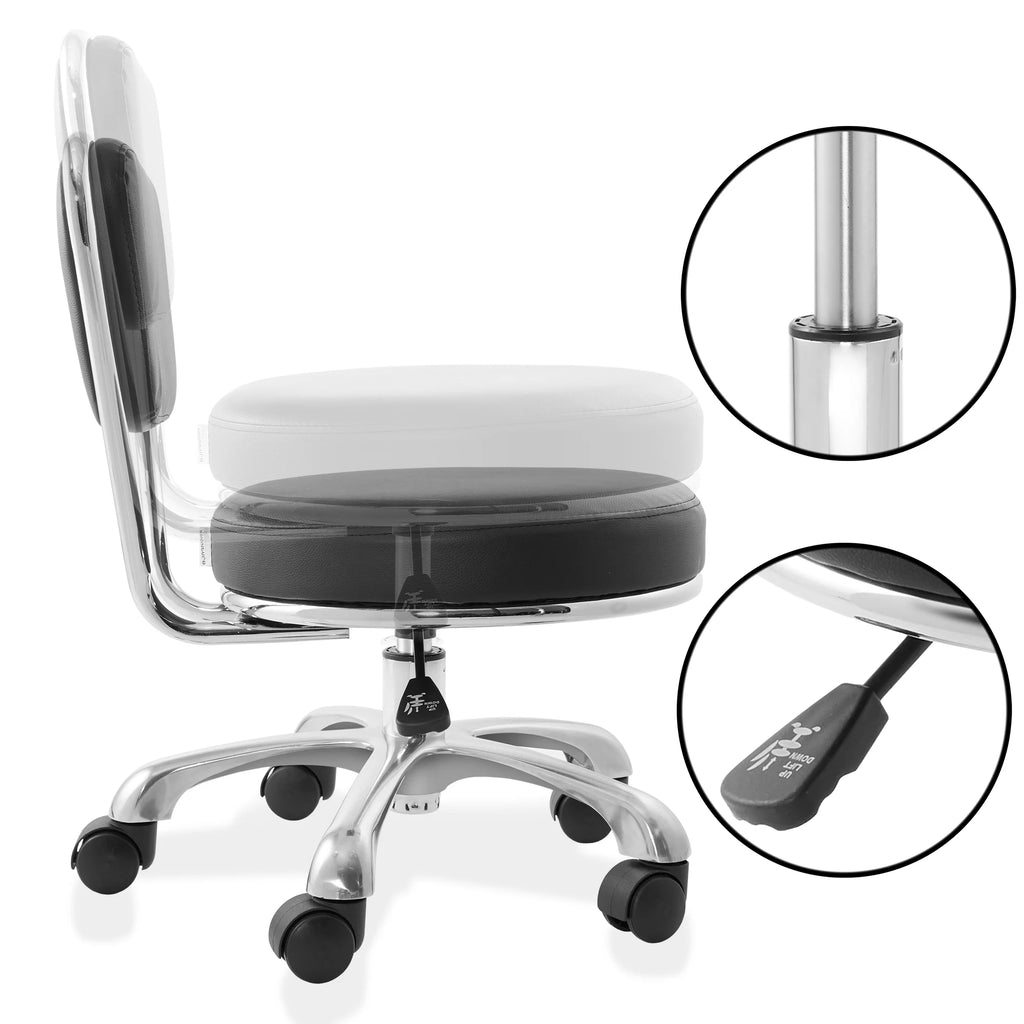 Adjustable Rolling Salon Stool with Backrest S338
