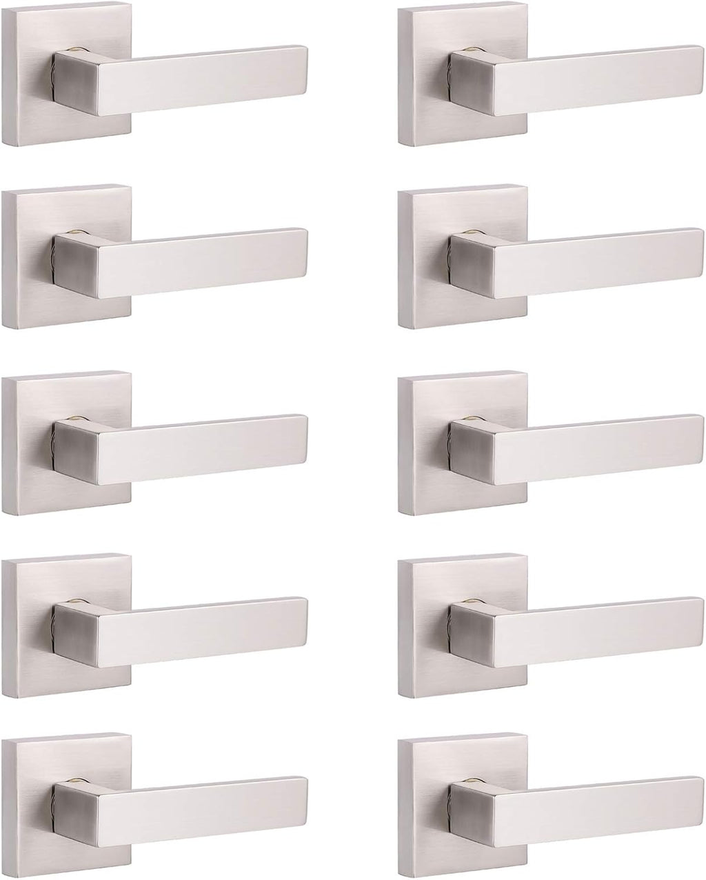 5 Pack Satin Nickel Square Door Levers with Privacy Lock B820049