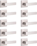 5 Pack Satin Nickel Square Door Levers with Privacy Lock B820049