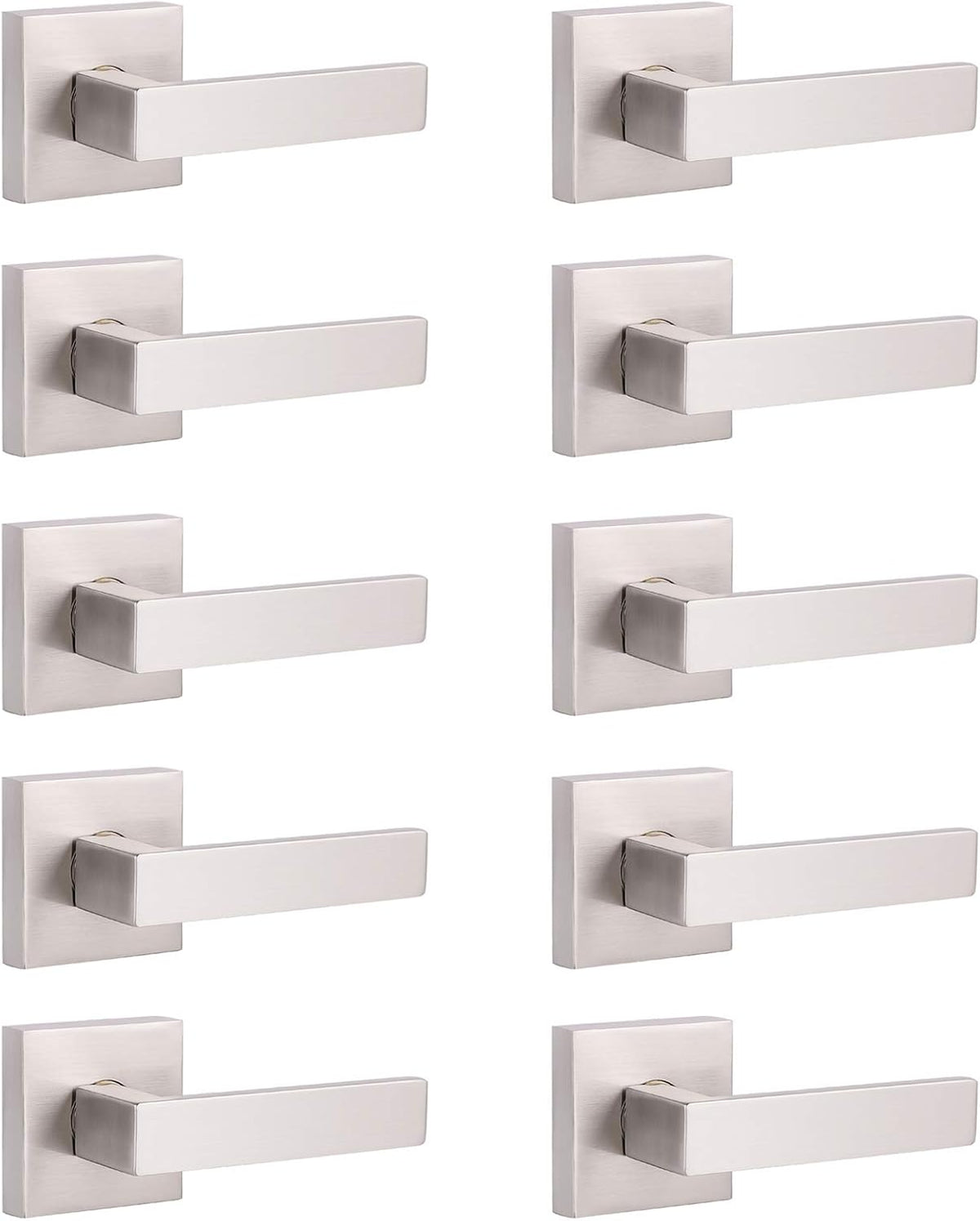 5 Pack Satin Nickel Square Door Levers with Privacy Lock B820049