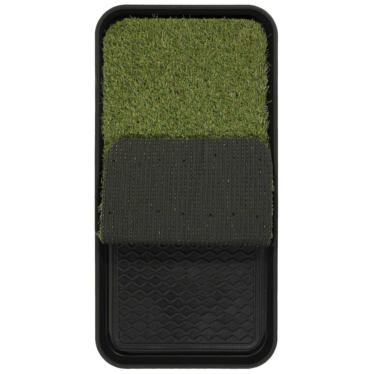 Non-Slip Easy Clean Indoor/Outdoor Tray with Reusable Grass Pad W74512