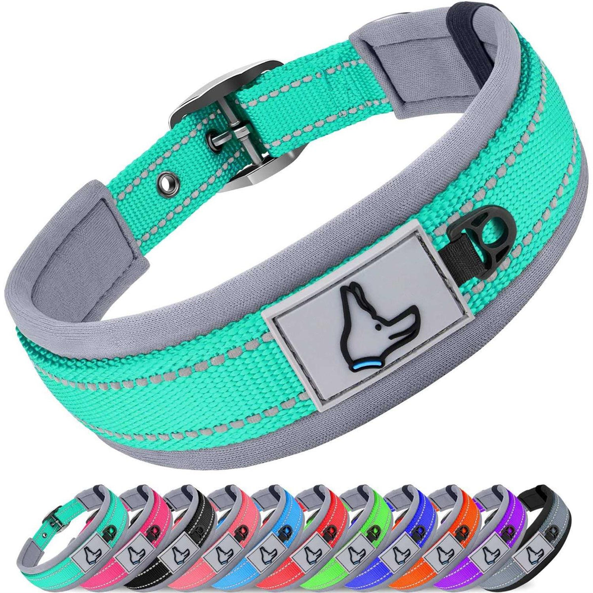Reflective Soft Neoprene Padded Nylon Dog Collar N969