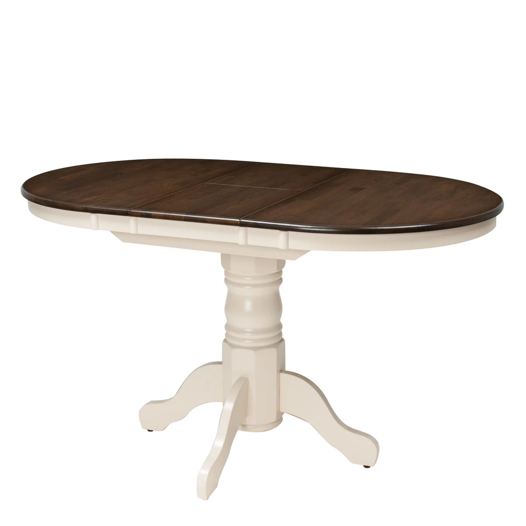 5 Piece Extendable Dark Brown and Cream Solid Wood Dining Set J1094