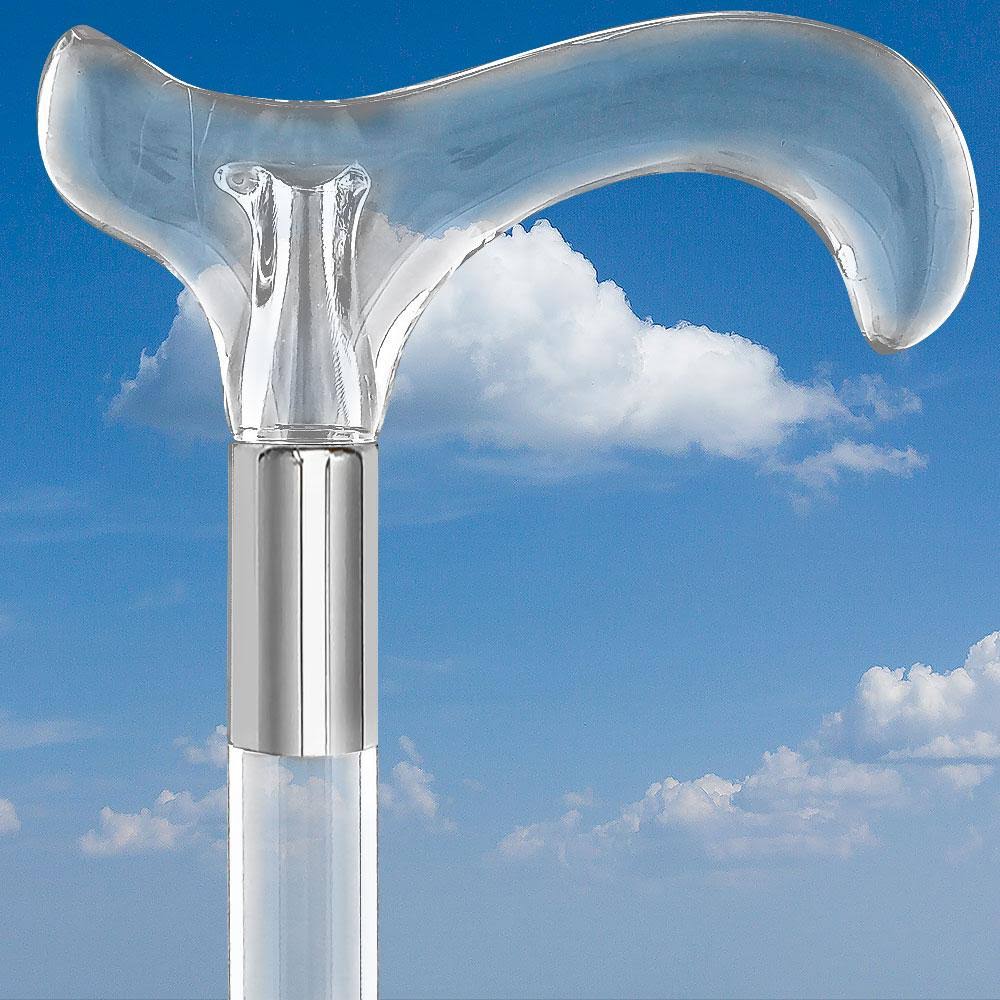 Clear Lucite Handle Walking Cane T37848