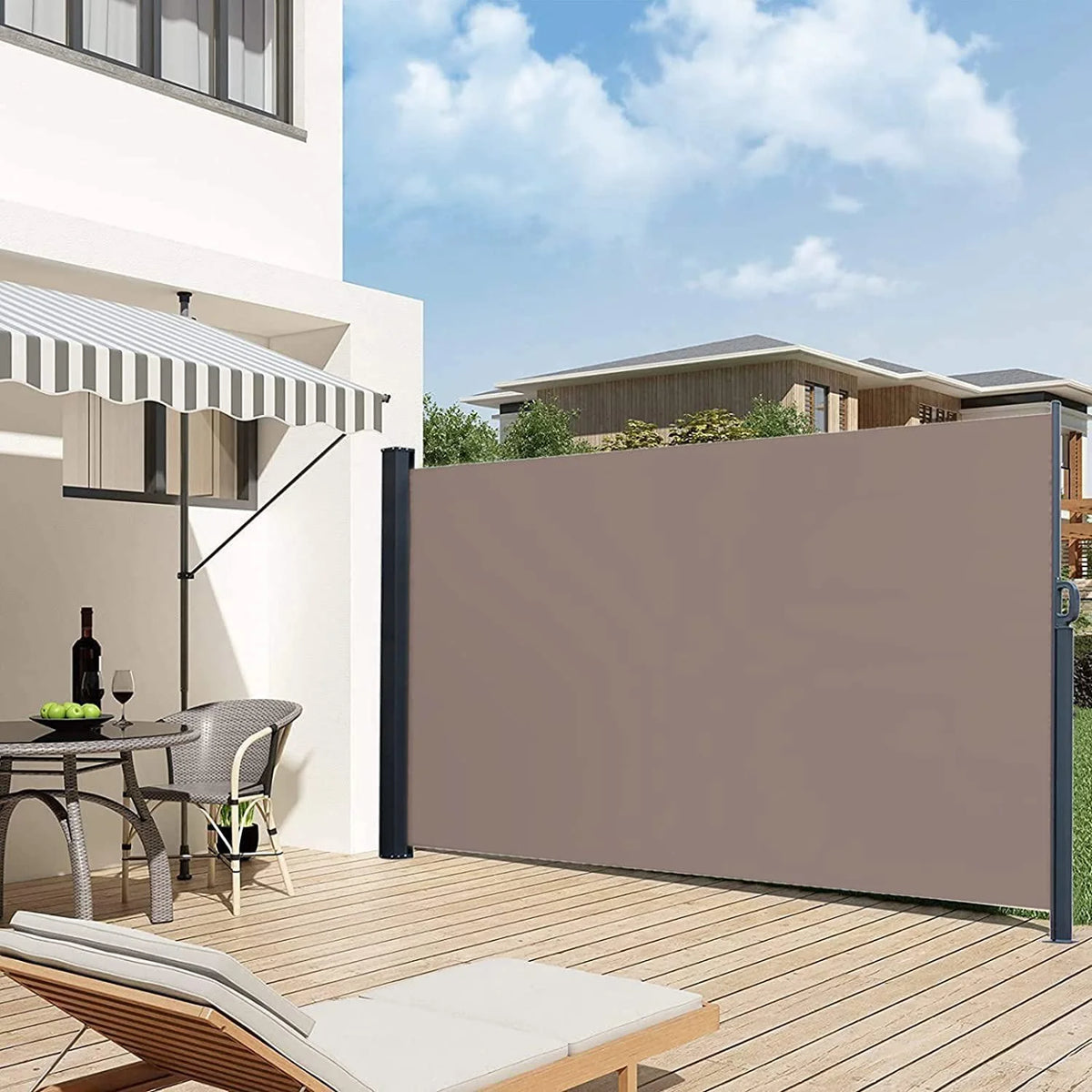 5x10ft Retractable Patio Side Awning, Outdoor Privacy Screen L730