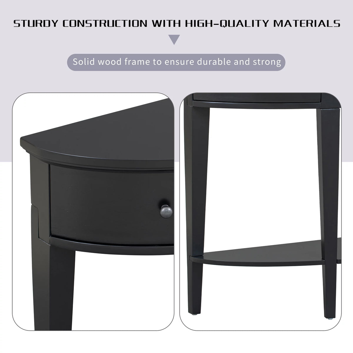 Black Curved Console Table with 3 Drawers L2715