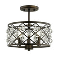 Aged Bronze Semi Flush Mount with Crystal Globes N592