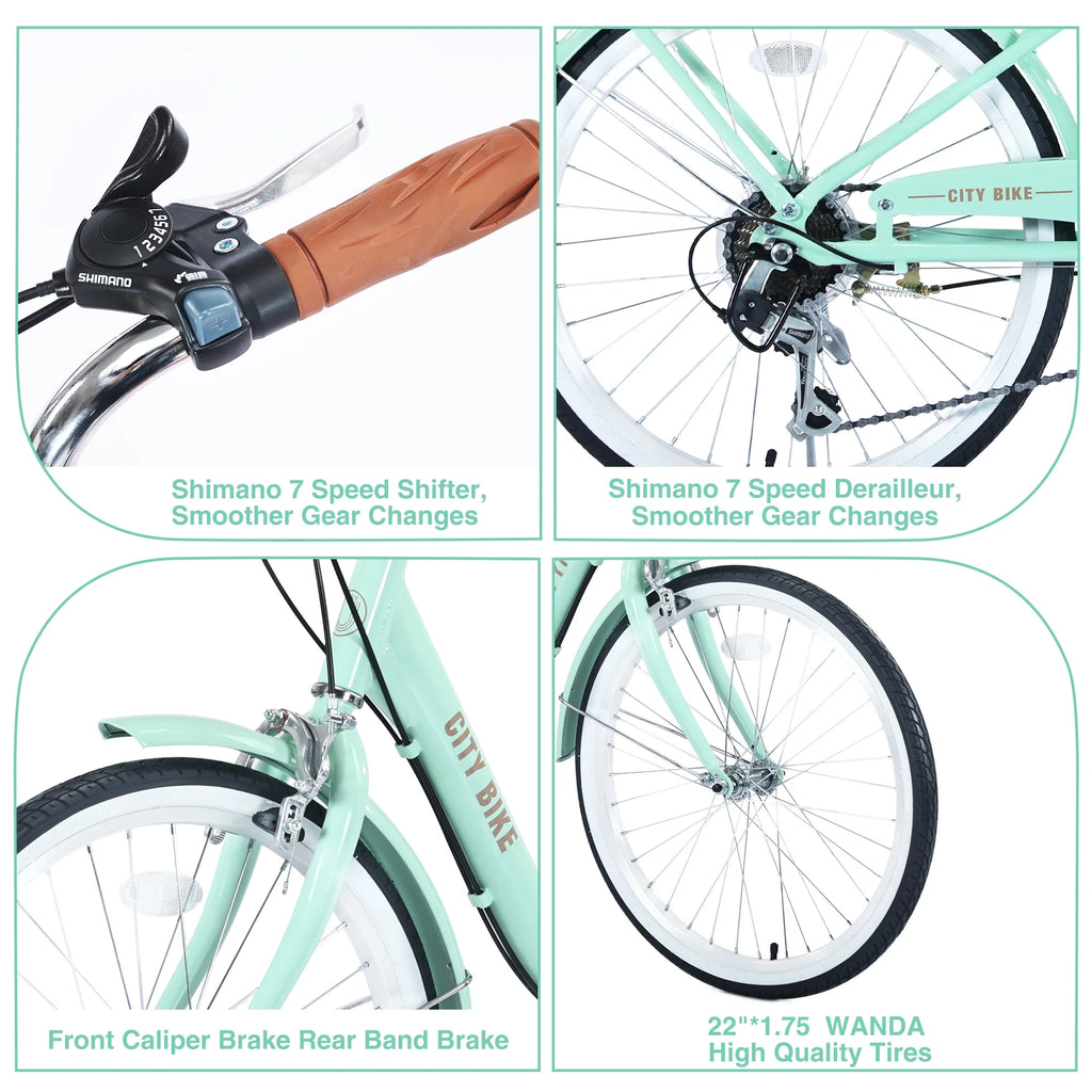 22" Aluminum Alloy 7 Speed Green Bicycle X24562