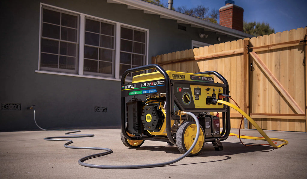 6500-Watt Tri-Fuel Portable Generator with Electric Start P49445