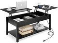 42.5" Lift Top Coffee Table with Hidden Compartment and USB Ports V36148