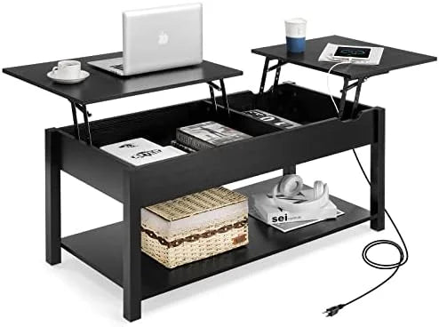 42.5" Lift Top Coffee Table with Hidden Compartment and USB Ports V36148