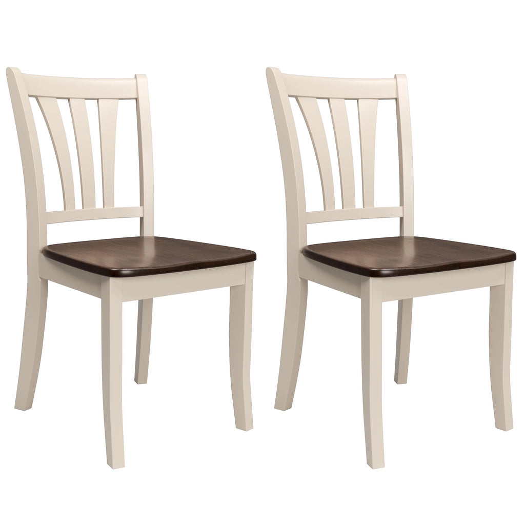 5 Piece Extendable Dark Brown and Cream Solid Wood Dining Set J1094