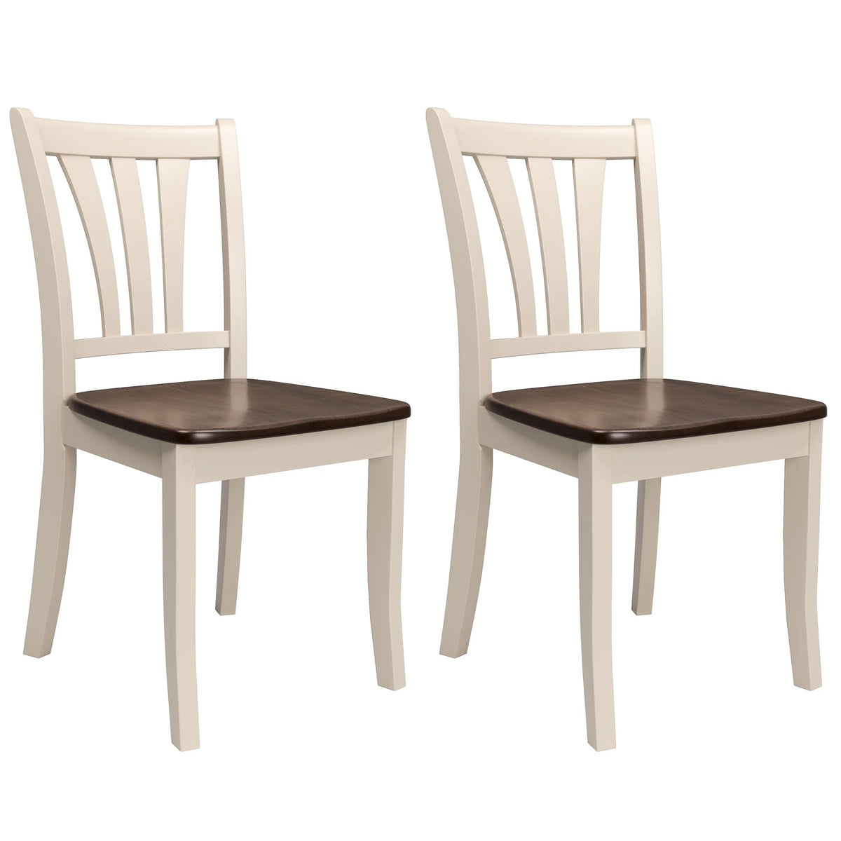 5 Piece Extendable Dark Brown and Cream Solid Wood Dining Set J1094