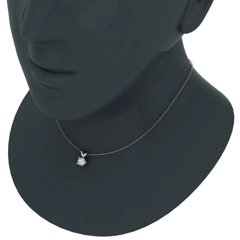 14 Karat White Gold Diamond Solitaire Necklace, 18 Inches D86918