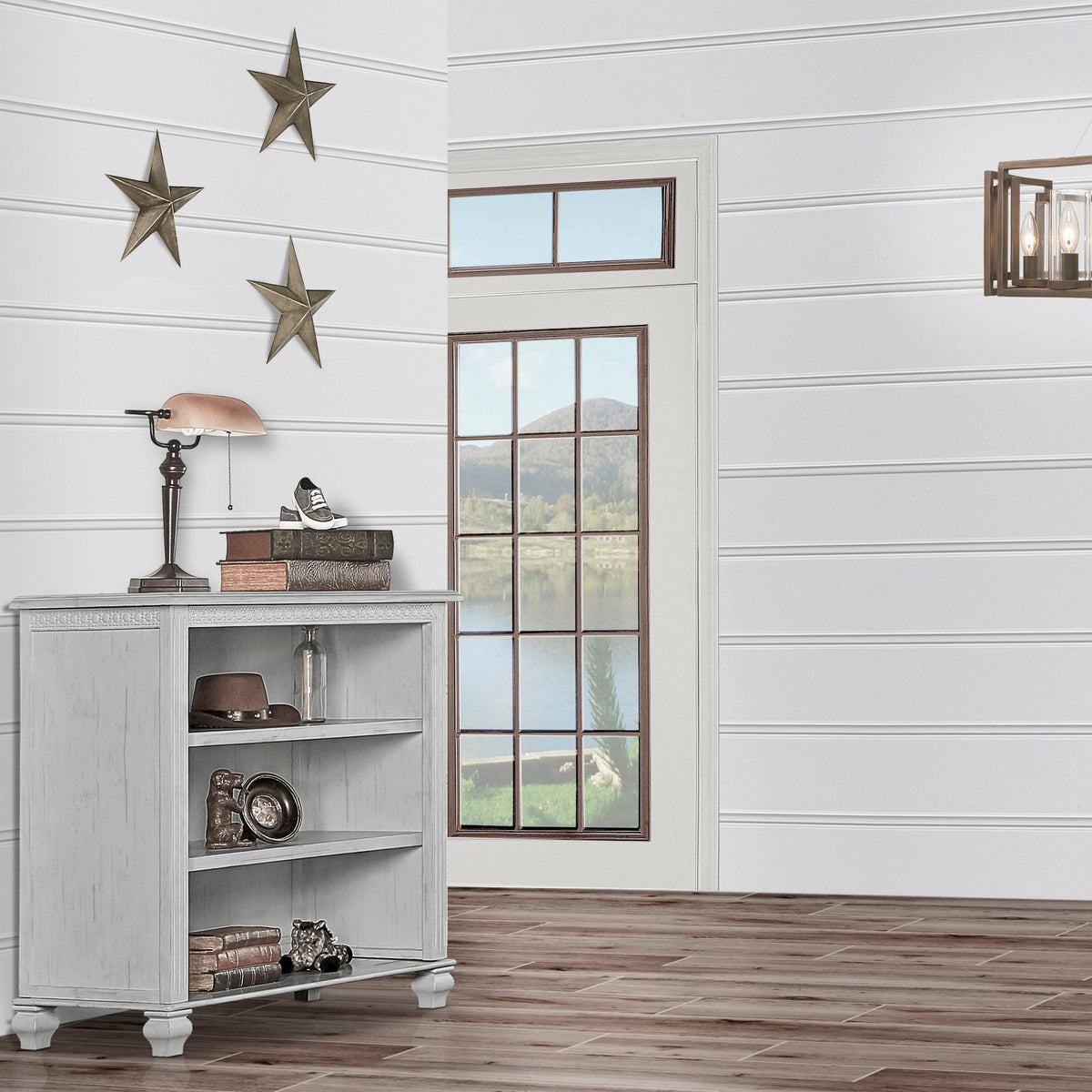Antique Grey Mist Mini Hutch Bookcase H834