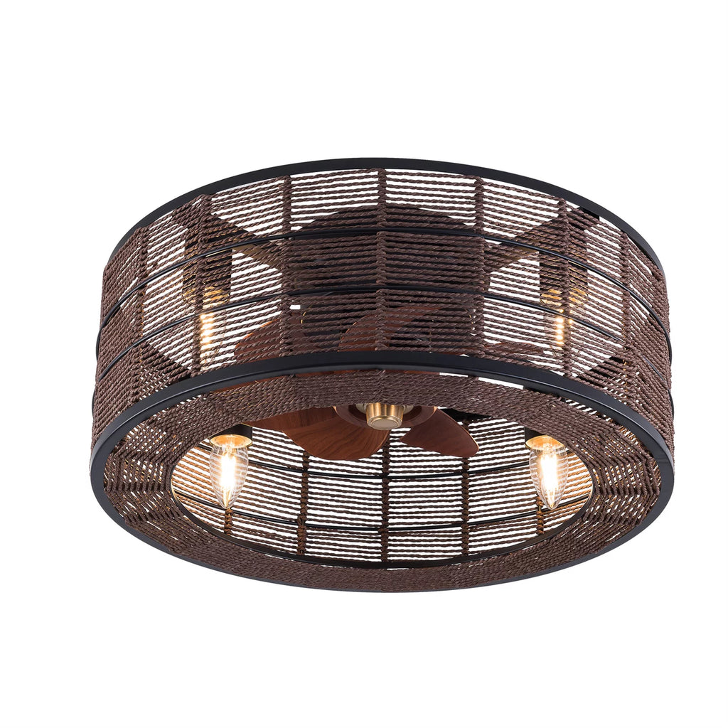 18.5 Inch Black Caged Ceiling Fan with Light F1782