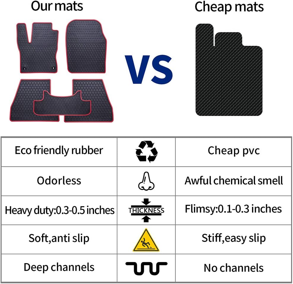 Black 3 Rows Rubber Car Floor Mats R669313