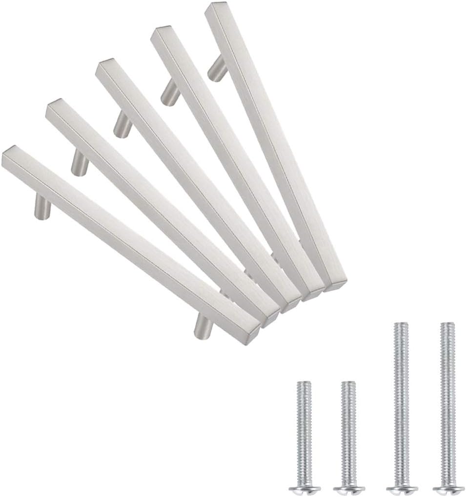 Silver Brushed Nickel 5 Pack Cabinet Pulls 224mm Total Length L123
