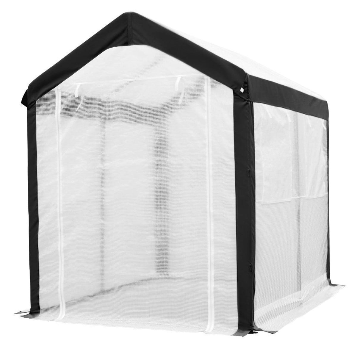 White 6 x 8 ft Walk in Greenhouse with Windows E2808