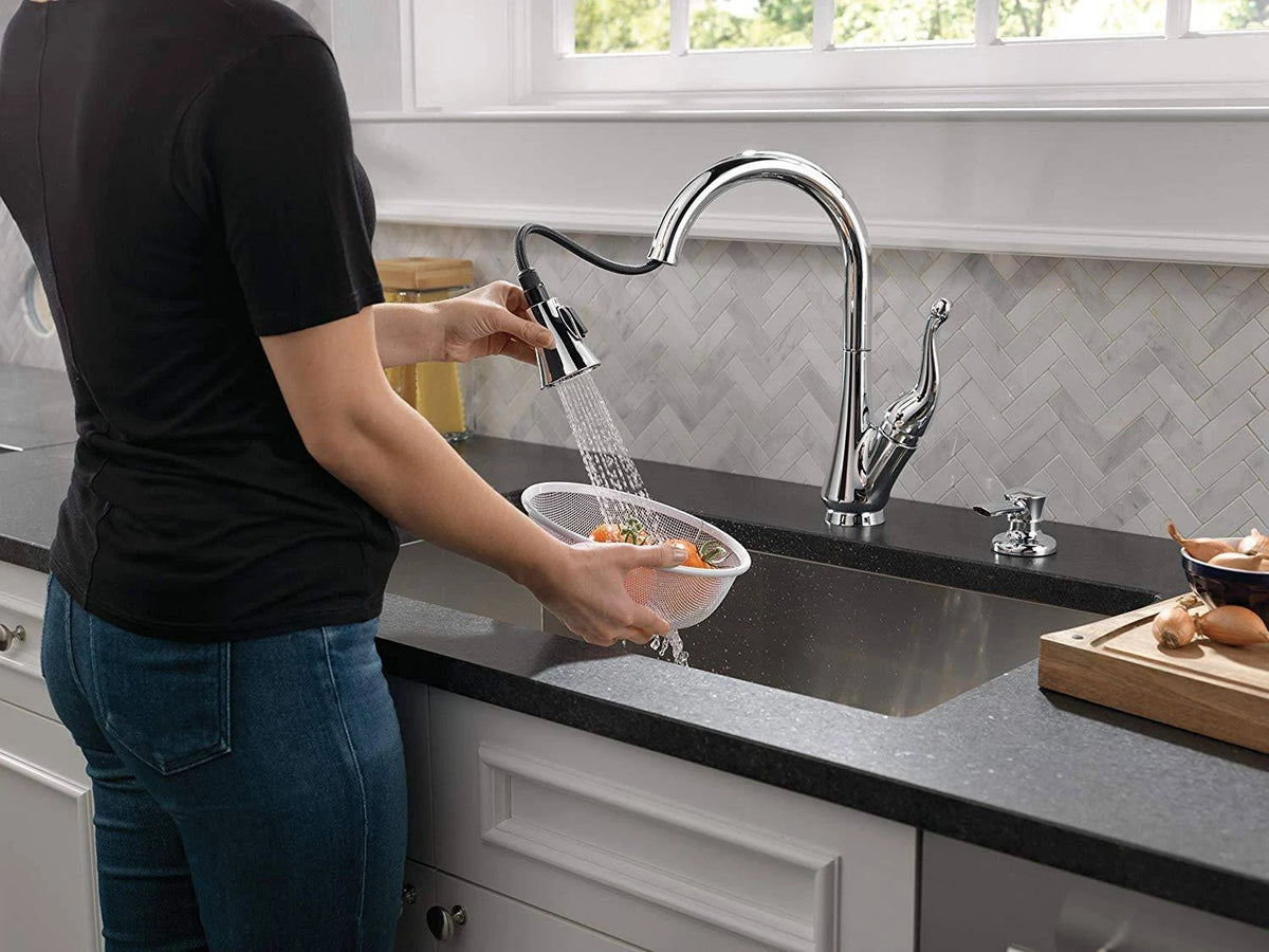 Single Handle Pull-Down Kitchen Faucet with Soap Dispenser Chrome D340