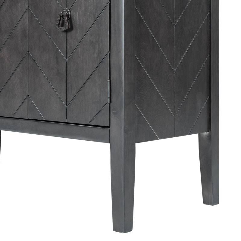 Grey Wooden Accent Storage Cabinet with Adjustable Shelf A5621
